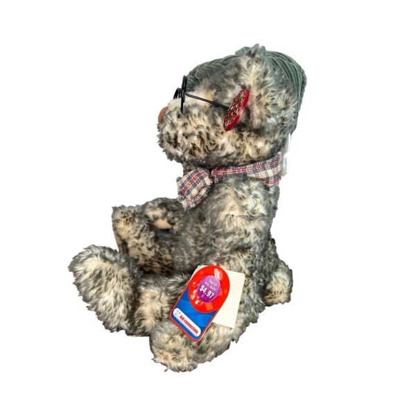 Vintage NWT Dan Dee Bear W/ Plaid Bow Tie Corduroy Hat & Glasses Stuffed Animal - Picture 4 of 11